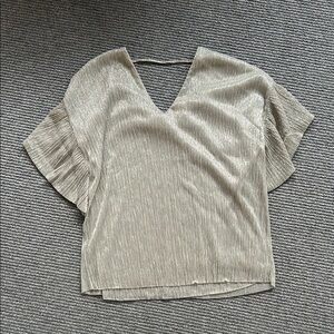 Anthropologie Vanessa Virginia Gold Shimmer SS Blouse, Size S